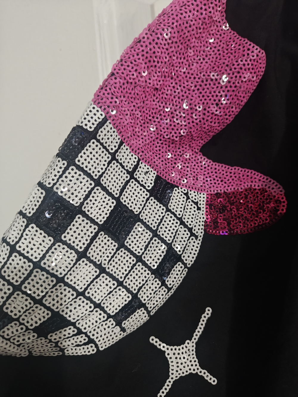 Fantastic Fawn Puff Sleeve Mini Dress with Pink Sequin Disco Cowgirl Size M - Picture 2 of 2